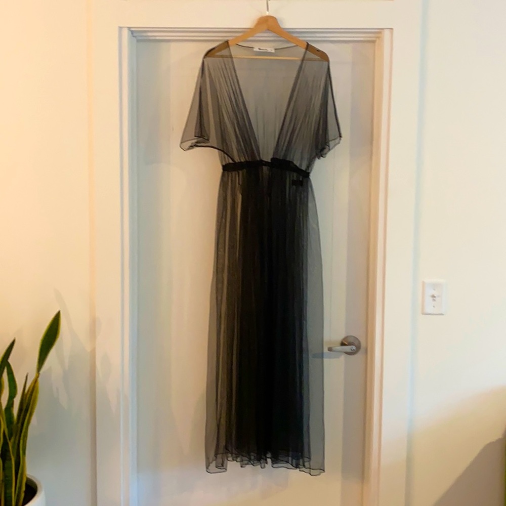 Floor Length Sheer Black Duster